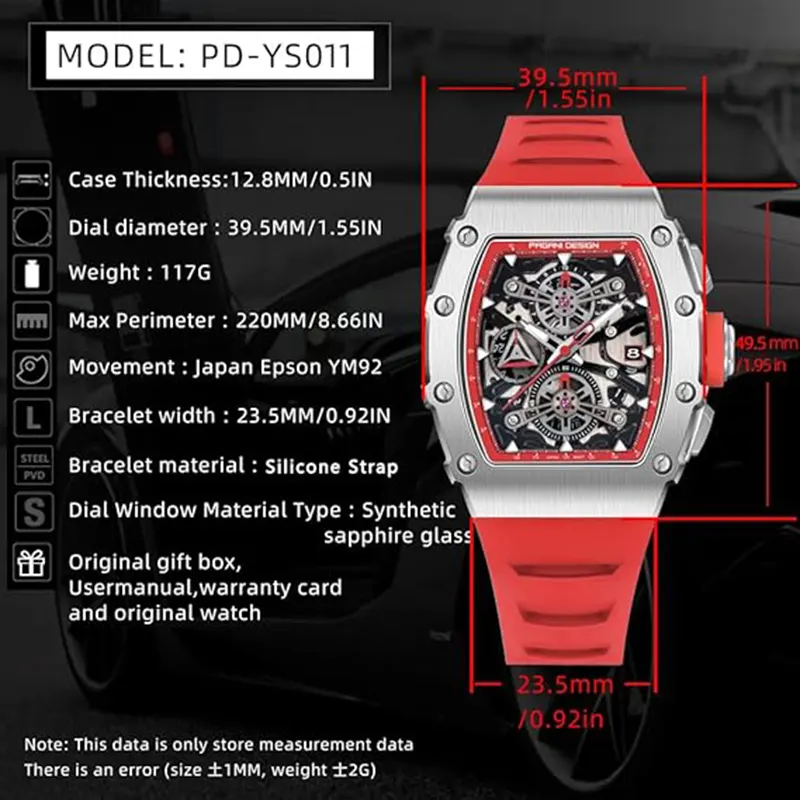 Pagani Design Chronograph Red & Silver Combination Men's Watch- PD-YS011